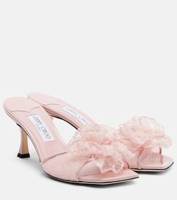 Skye Corsage floral-appliqué lace mules | Jimmy Choo