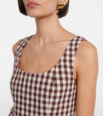 Vestido corto Sadie de lino a cuadros | Posse