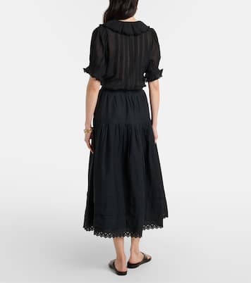 Sebastiane cotton poplin midi skirt | Dôen