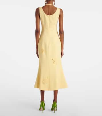 Emily floral-appliqué midi dress | Leo Lin