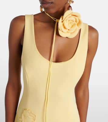 Emily floral-appliqué midi dress | Leo Lin