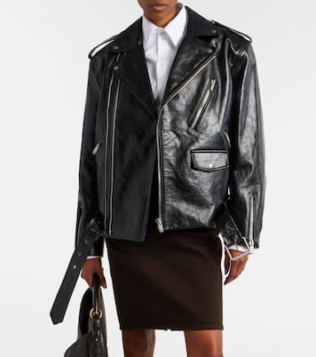 Wattierte Bikerjacke aus Leder | Saint Laurent