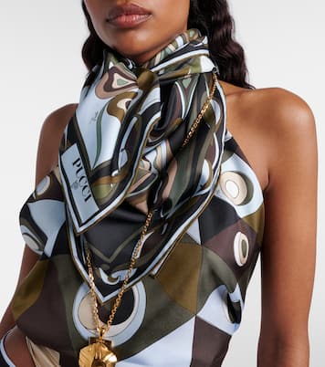 Orchidee真丝斜纹布围巾 | Pucci