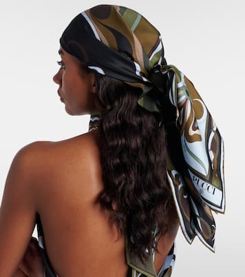 Orchidee真丝斜纹布围巾 | Pucci