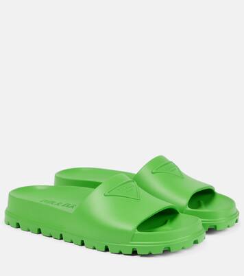 Sandals Slider rubber slides in green - Prada | Mytheresa