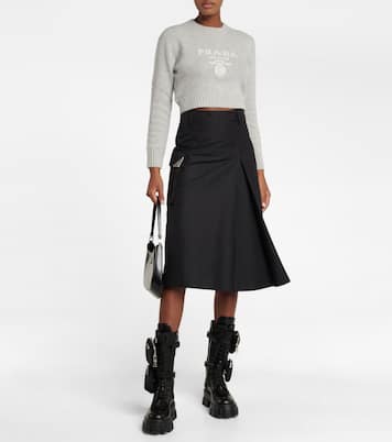 Virgin wool and cashmere cropped sweater | Prada