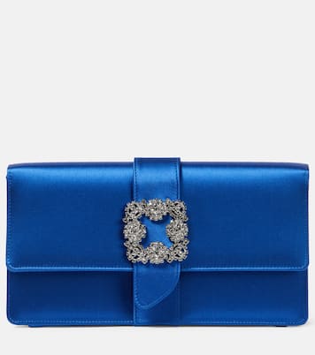 Clutch Capri in raso con cristalli | Manolo Blahnik