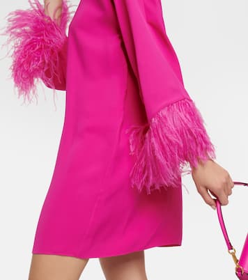 Feather-trimmed silk cady minidress | Valentino
