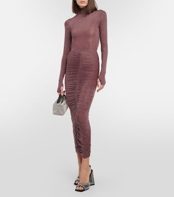 Falda midi de jersey con cristales | Alex Perry
