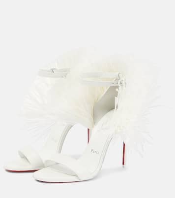 Bridal Loubigirl 100 raffia-trimmed leather sandals | Christian Louboutin