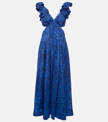 Vestido midi de seda con volantes | Zimmermann