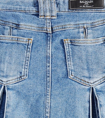 Falda plisada de denim | Balmain Kids