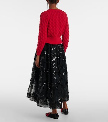 Bow-detail open-knit wool-blend cardigan | Simone Rocha