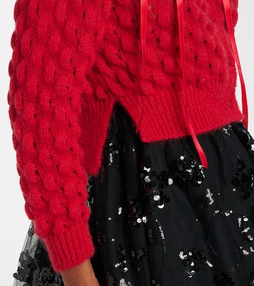 Bow-detail open-knit wool-blend cardigan | Simone Rocha