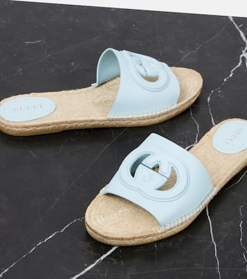 GG cutout leather espadrille slides | Gucci