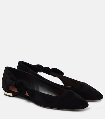 Very Bow Tie suede ballet flats | Aquazzura