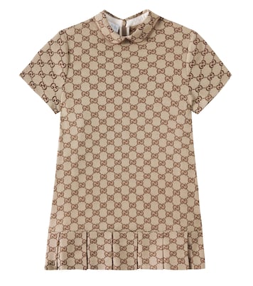 Abito a pieghe in canvas GG | Gucci Kids