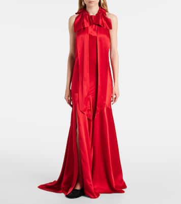 Bow-detail open-back silk satin gown | Simone Rocha