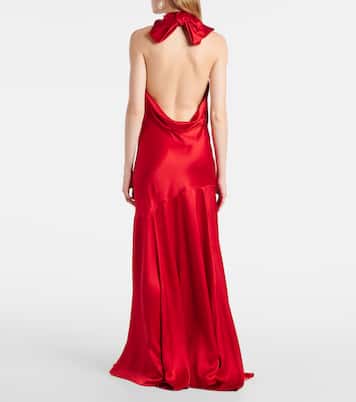 Bow-detail open-back silk satin gown | Simone Rocha