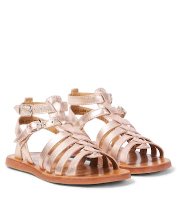 Sandalen Plagette Gladiator aus Metallic-Leder | Pom d'Api