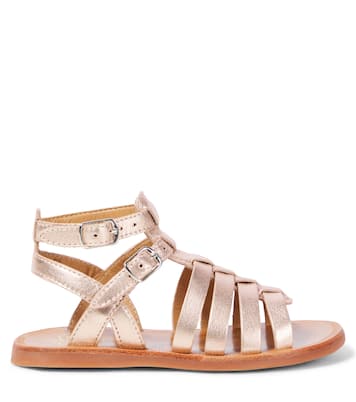 Sandalen Plagette Gladiator aus Metallic-Leder | Pom d'Api