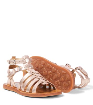 Sandalen Plagette Gladiator aus Metallic-Leder | Pom d'Api