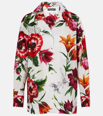 Camicia oversize in cotone con stampa floreale | Dolce&Gabbana
