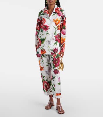 Camicia oversize in cotone con stampa floreale | Dolce&Gabbana
