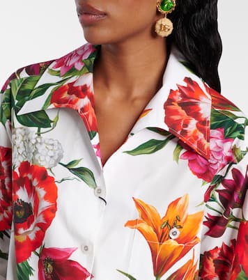 Camicia oversize in cotone con stampa floreale | Dolce&Gabbana