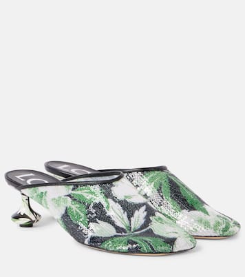Toy 45 floral sequined mesh mules | Loewe