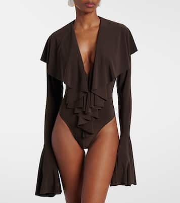 Ruffled jersey bodysuit | Norma Kamali