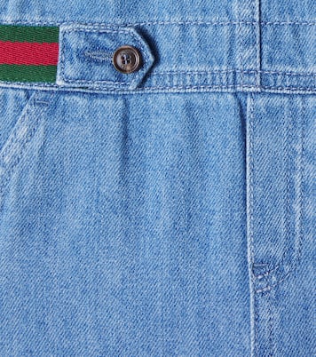 Baby Web Stripe denim overalls | Gucci Kids