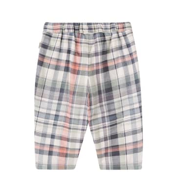 Baby Arne checked cotton chambray pants | Wheat
