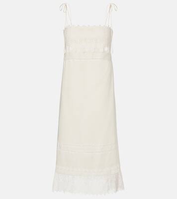 Lace-trimmed linen midi dress | Valentino