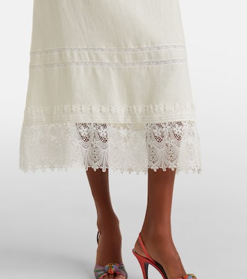 Lace-trimmed linen midi dress | Valentino