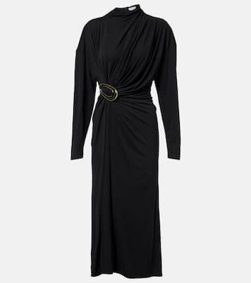 Gathered crêpe jersey midi dress | Bottega Veneta