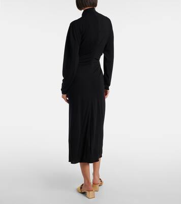 Gathered crêpe jersey midi dress | Bottega Veneta