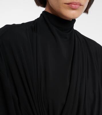 Gathered crêpe jersey midi dress | Bottega Veneta