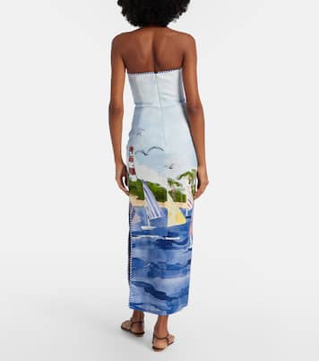 Bedrucktes Bustier-Kleid Ava aus Leinen | Leo Lin