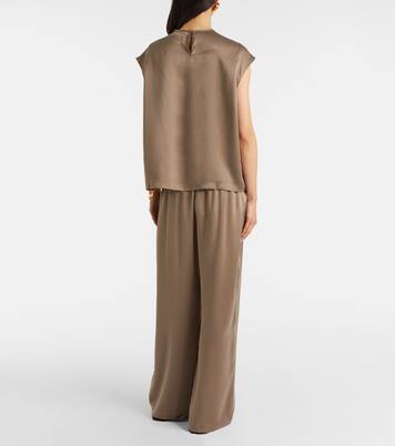 Isola silk twill wide-leg pants | Asceno