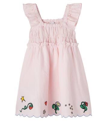 Embroidered scalloped linen and cotton dress | Stella McCartney Kids