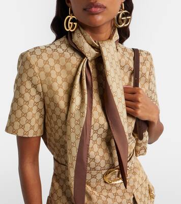 GG printed silk twill scarf | Gucci