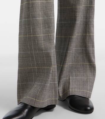 Jude checked linen-blend wide-leg pants | Veronica Beard