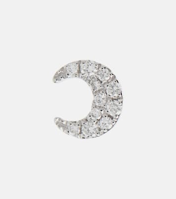 Diamond Moon Small 18kt white gold single earrings with white diamonds | Maria Tash