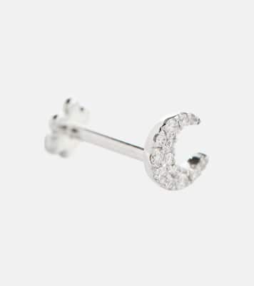Diamond Moon Small 18kt white gold single earrings with white diamonds | Maria Tash