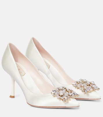 Pumps RV Bouquet 85 in raso con cristalli | Roger Vivier