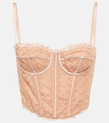 Lace corset top in pink Gucci Mytheresa