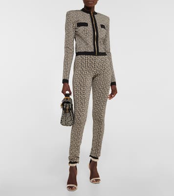 Leggings de jacquard en mezcla de lana | Balmain