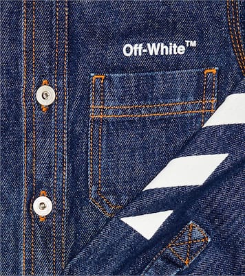 Logo denim shirt jacket in blue - Off White Kids | Mytheresa