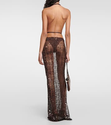 Abito lungo con paillettes e cut-out | Aya Muse